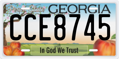 GA license plate CCE8745