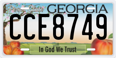 GA license plate CCE8749