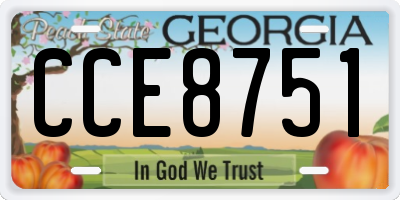 GA license plate CCE8751