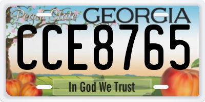 GA license plate CCE8765