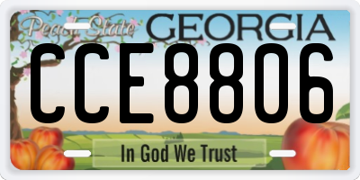 GA license plate CCE8806
