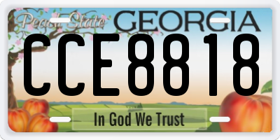 GA license plate CCE8818