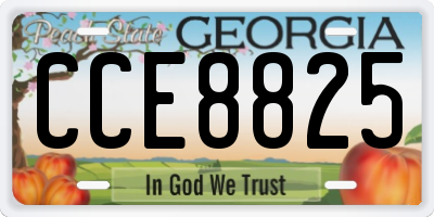 GA license plate CCE8825