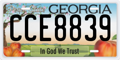 GA license plate CCE8839