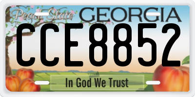 GA license plate CCE8852