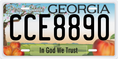 GA license plate CCE8890