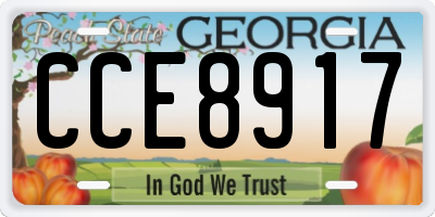 GA license plate CCE8917