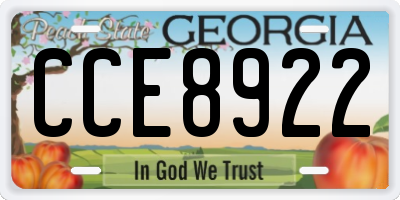 GA license plate CCE8922