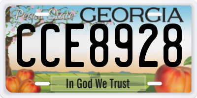 GA license plate CCE8928