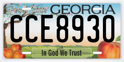 GA license plate CCE8930