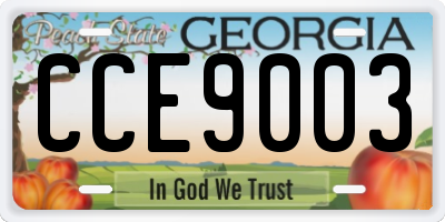 GA license plate CCE9003