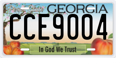 GA license plate CCE9004