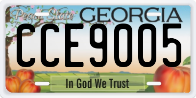 GA license plate CCE9005