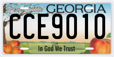 GA license plate CCE9010