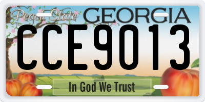 GA license plate CCE9013