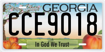 GA license plate CCE9018