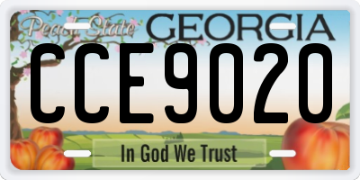 GA license plate CCE9020