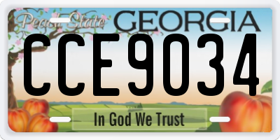 GA license plate CCE9034
