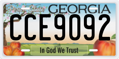 GA license plate CCE9092