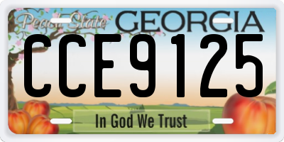 GA license plate CCE9125