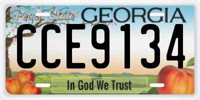 GA license plate CCE9134