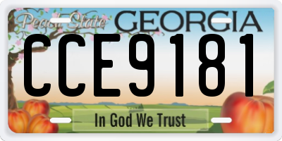GA license plate CCE9181