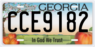 GA license plate CCE9182