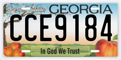 GA license plate CCE9184