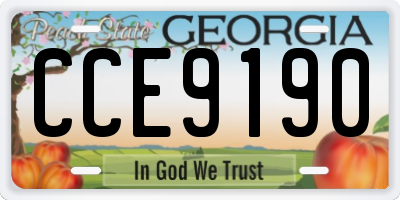 GA license plate CCE9190
