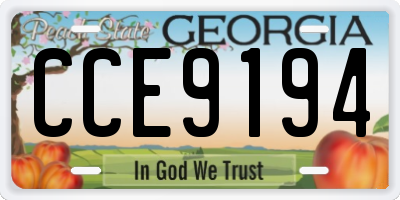 GA license plate CCE9194