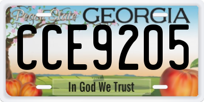 GA license plate CCE9205