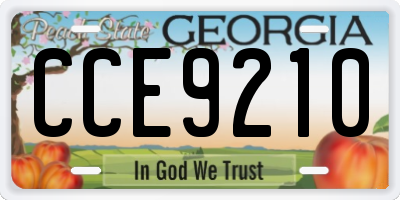 GA license plate CCE9210
