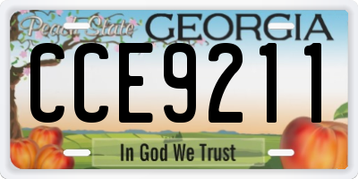 GA license plate CCE9211