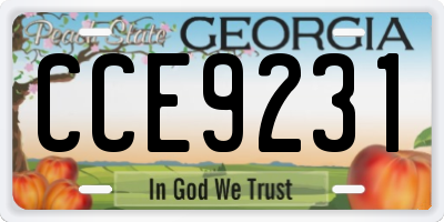 GA license plate CCE9231
