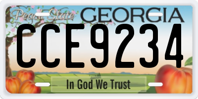 GA license plate CCE9234