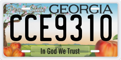 GA license plate CCE9310