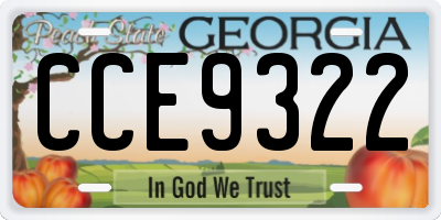 GA license plate CCE9322
