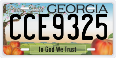 GA license plate CCE9325