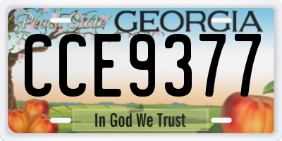 GA license plate CCE9377