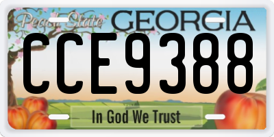 GA license plate CCE9388