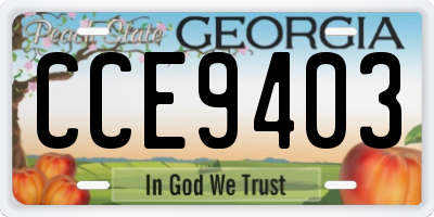 GA license plate CCE9403