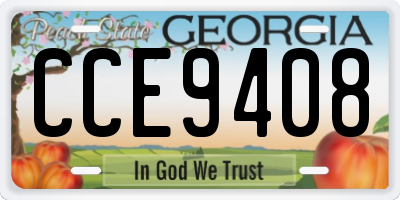 GA license plate CCE9408