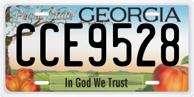 GA license plate CCE9528