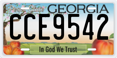 GA license plate CCE9542