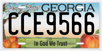 GA license plate CCE9566