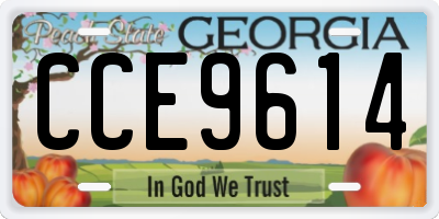 GA license plate CCE9614