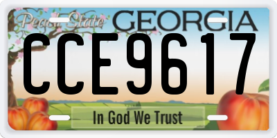 GA license plate CCE9617