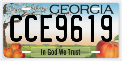 GA license plate CCE9619