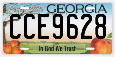 GA license plate CCE9628