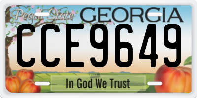 GA license plate CCE9649